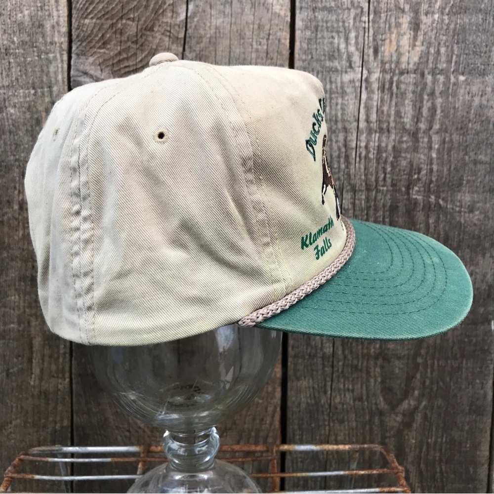 SOLD! Vintage Embroidered Ducks Unlimited Klamath Falls Oregon Cord Brim Hat OS - Picture 4 of 10